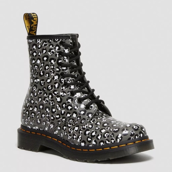 New Dr Martens smooth leather leopard 1460 boots doc martens lace up black/white - Picture 2 of 10